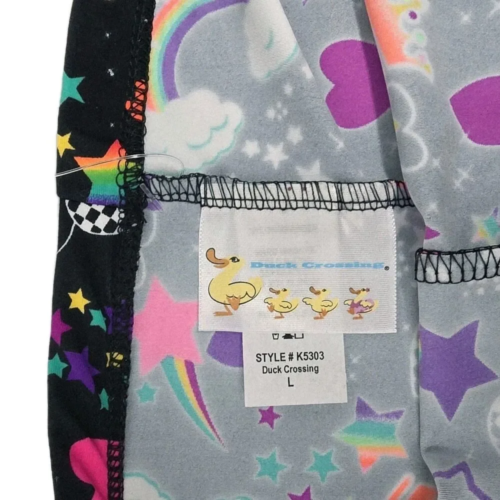 Duck Crossing VTG 90s Girls Neon Unicorn Party Dance Legging & Top Set Size L